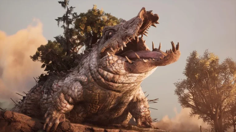 Enfrentando um crocodilo gigante em South of Midnight