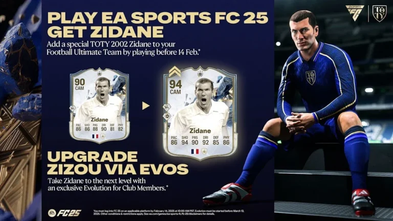 FC25 disponibilizará Zidane de 90 para todos os jogadores.